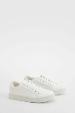 Trainers*boohoo Croc Panel Basic Flat Trainers gold