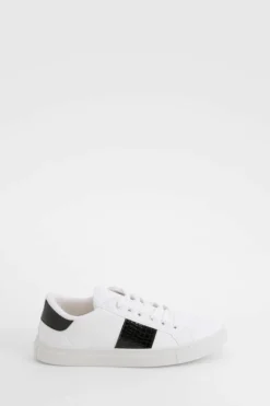 Trainers*boohoo Croc Panel Flat Trainers black