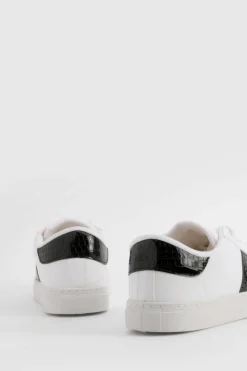 Trainers*boohoo Croc Panel Flat Trainers black