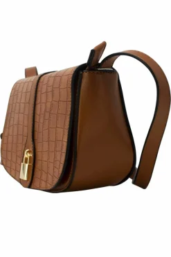 Cross-Body Bags*SVNX Croc Saddle Crossbody with Padlock in Brown