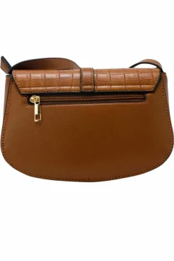Cross-Body Bags*SVNX Croc Saddle Crossbody with Padlock in Brown
