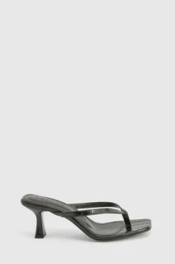Sandals|Heels*boohoo Croc Toe Post Low Heel Mules black