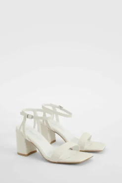 Heels*boohoo Croc Two Part Block Heels white