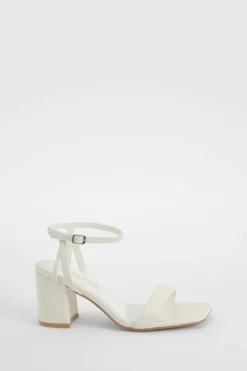 Heels*boohoo Croc Two Part Block Heels white