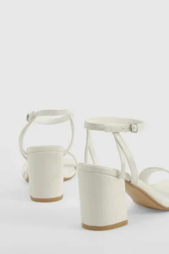 Heels*boohoo Croc Two Part Block Heels white
