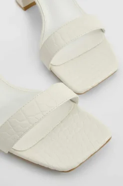 Heels*boohoo Croc Two Part Block Heels white