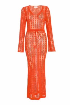 Jumper Dresses|Jumper Dresses*Quiz Crochet Maxi Dress Orange