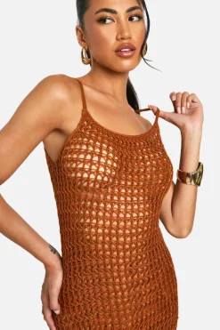Jumper Dresses|Jumper Dresses*boohoo Crochet Midaxi Dress rust