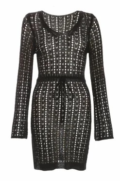 Jumper Dresses|Jumper Dresses*Quiz Crochet Mini Dress Black