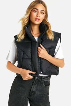Up To 80% Off Winter Warmers|Gilets*boohoo Cropped Padded Gilet black