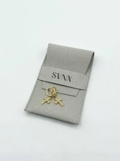 Earrings*SVNX Cross Drop Earring On Hoop Gold
