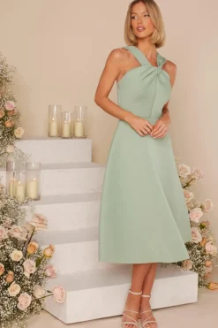 Midi Dresses*Quiz Cross Front Skater Midi Dress Green