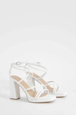 Heels*boohoo Cross Strap Platform Heels white