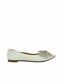 Flats*Love Lemonade Crystal Bow Dolly Shoes White