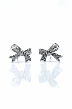 Earrings*Love Lemonade Crystal Bow Stud Earrings Silver