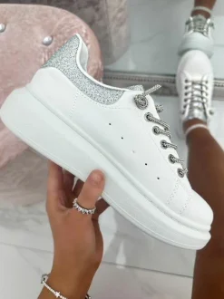 Trainers*Love Lemonade Crystal Brilliance Slip On Trainers Silver