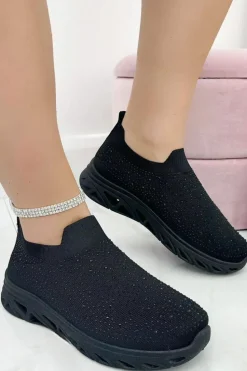 Trainers*Love Lemonade Crystal Cut Out Sole Trainers Black