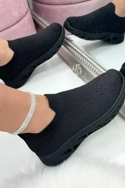 Trainers*Love Lemonade Crystal Cut Out Sole Trainers Black