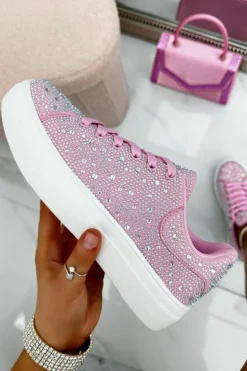 Trainers*Love Lemonade Crystal Energy Rhinestone Trainers Pink
