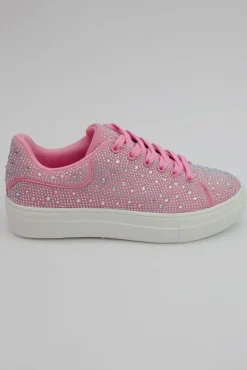 Trainers*Love Lemonade Crystal Energy Rhinestone Trainers Pink