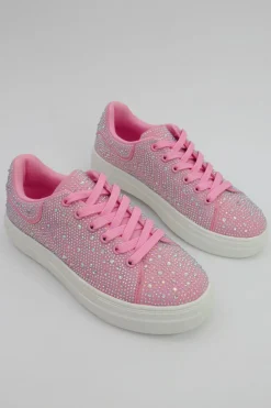 Trainers*Love Lemonade Crystal Energy Rhinestone Trainers Pink