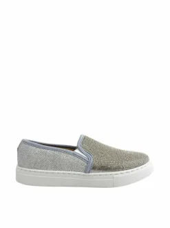 Trainers*Love Lemonade Crystal Envy Slip On Trainers Silver