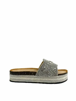 Sandals*Love Lemonade Crystal Eternity Sliders Silver