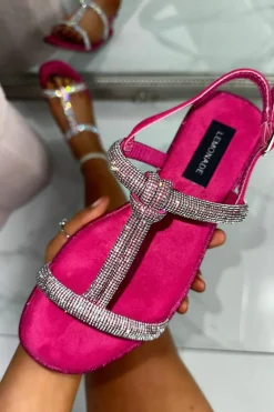 Sandals*Love Lemonade Crystal Glitter Strap Sandals Pink