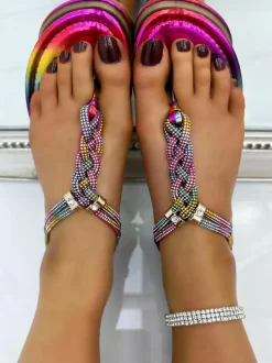 Sandals*Love Lemonade Crystal Knot Twist Sandals Multi