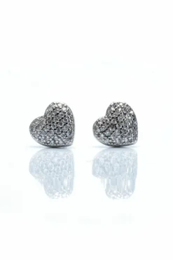 Earrings*Love Lemonade Crystal Love Me Heart Stud Earrings Silver