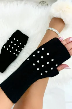 Hats & Gloves|Hats & Gloves*Love Lemonade Crystal Luxe Fingerless Gloves Black