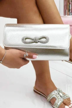 Handbags|Clutch Bags*Love Lemonade Crystal Sassy Bow Bag Silver