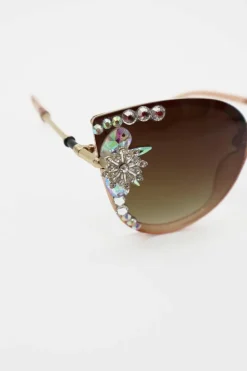 Sunglasses*Love Lemonade Crystal Sparkle Sunglasses Tan