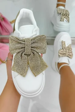 Trainers*Love Lemonade Crystal Sparkly Bow Trainers Limited Edition White