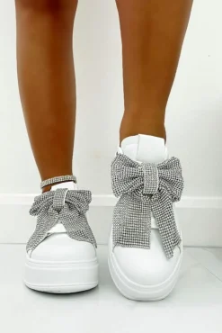 Trainers*Love Lemonade Crystal Sparkly Bow Trainers Limited Edition Silver