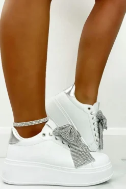Trainers*Love Lemonade Crystal Sparkly Bow Trainers Limited Edition Silver