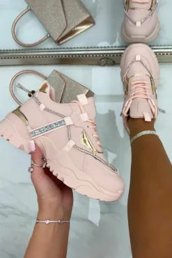 Trainers*Love Lemonade Crystal Track Luxe Chunky Trainers Baby Pink