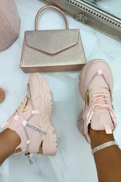 Trainers*Love Lemonade Crystal Track Luxe Chunky Trainers Baby Pink