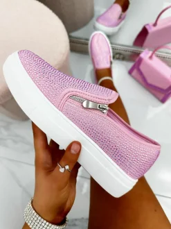 Trainers*Love Lemonade Crystal Zip Pumps Limited Edition Trainers Pink