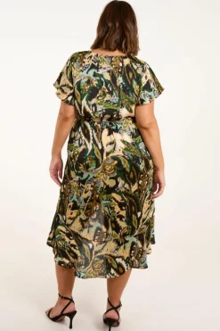 Wrap Dresses*Blue Vanilla Curve Angel Sleeve Wrap Midi Dress Black