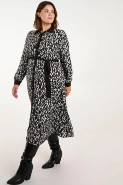 Shirt Dresses*Blue Vanilla Curve Constrast Belted Midi Shirt Dress Black