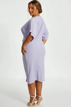 Midi Dresses*Quiz Curve Knot Front Midi Dress Lilac