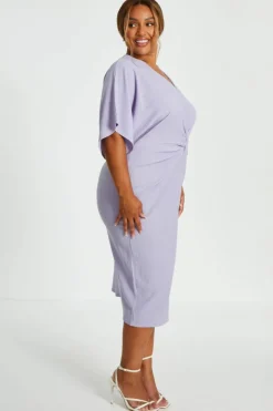 Midi Dresses*Quiz Curve Knot Front Midi Dress Lilac