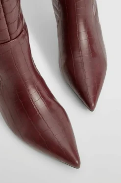 Over The Knee Boots|Knee High Boots*boohoo Curved Stiletto Knee High Boots oxblood