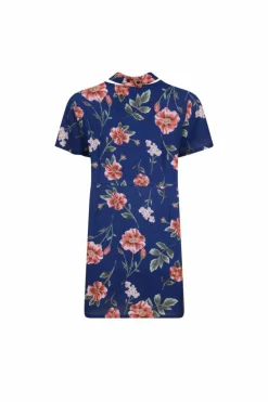 Wrap Dresses*Girls On Film Curvy Rose Print Wrap Dress Navy