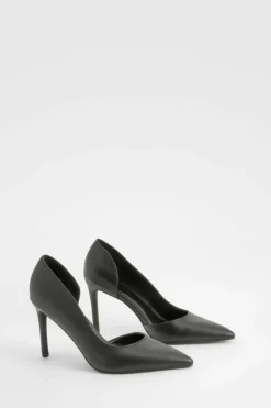 Heels*boohoo Cut Out Basic Mid Height Court black