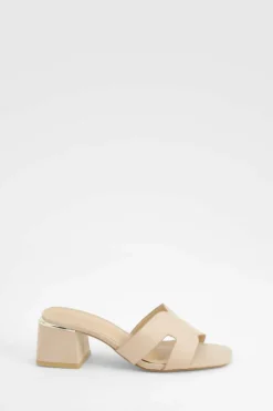 Sandals|Heels*boohoo Cut Out Block Heeled Mules beige