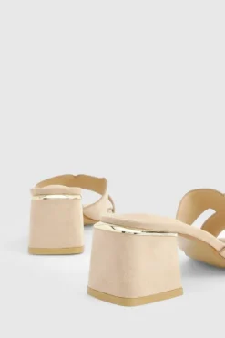 Sandals|Heels*boohoo Cut Out Block Heeled Mules beige