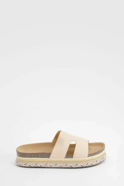 Sandals*boohoo Cut Out Detail Espadrille Sliders beige