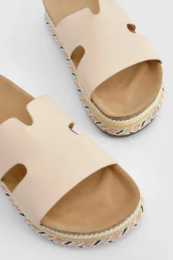 Sandals*boohoo Cut Out Detail Espadrille Sliders beige